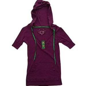 dELiA*s Eyelet Short Sleeve Hoodie Purple Top